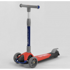 Самокат трехколесный Best Scooter складной алюминиевый руль, 3 колеса PU со светом Black/Red (102031) Гуляйполе