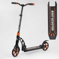 Самокат двухколесный Best Scooter с PU колесами и 2 амортизаторами Black/Orange (100075) Полтава