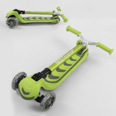 Самокат трехколесный Best Scooter складной алюминиевый руль, 4 колеса PU со светом Light green (102320) Черкассы