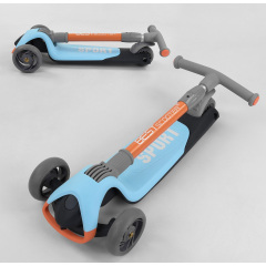 Самокат трехколесный Best Scooter складной алюминиевый руль, 3 колеса PU со светом Blue/Orange (102032) Ворожба