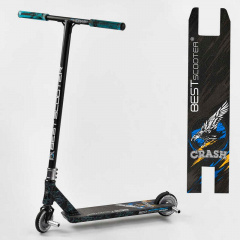Самокат трюковый Best Scooter "CRASH" HIC-система, ПЕГИ, алюминиевый диск и дека Black/Blue (102312) Ковель