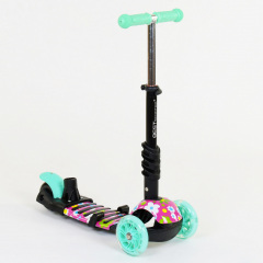 Самокат Best Scooter PU светящиеся колеса 5 в 1 Flowers 54 х 14 см Разноцветный (84219) Кам'янка-Дніпровська