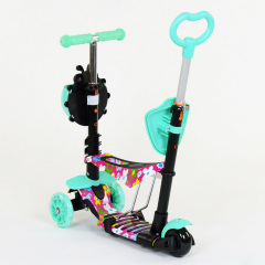 Самокат Best Scooter PU светящиеся колеса 5 в 1 Flowers 54 х 14 см Разноцветный (84219) Кам'янка-Дніпровська