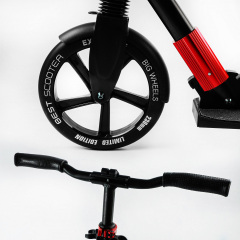 Самокат двухколесный складной амортизатор Best Scooter PU колеса 100 кг Black and red (105585) Кам'янка-Дніпровська