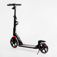 Двухколесный складной самокат фонарик 2 амортизатора дисковый тормоз Best Scooter 100 кг Black and red (114292) Кушугум