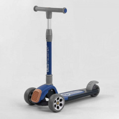 Самокат трехколесный Best Scooter складной алюминиевый руль, 3 колеса PU со светом Black/Blue (102024) Гуляйполе
