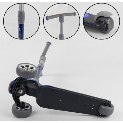Самокат трехколесный Best Scooter складной алюминиевый руль, 3 колеса PU со светом Black/Blue (102024) Гуляйполе