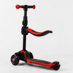 Самокат трехколесный с сидением Best Scooter MAXI PU колеса со светом 60 кг Red and black (102923) Ирпень