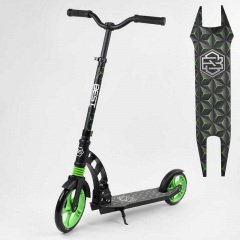 Самокат двухколесный Best Scooter с PU колесами, 1 амортизатором Black/Green (99666) Ромни