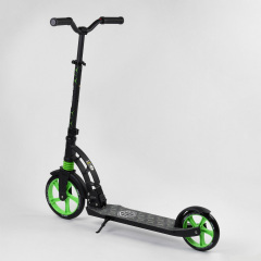 Самокат двухколесный Best Scooter с PU колесами, 1 амортизатором Black/Green (99666) Ромни
