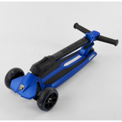 Самокат Lamborghini трехколесный складной алюминиевый руль, колеса PU со светом Blue/Black (101283) Киев
