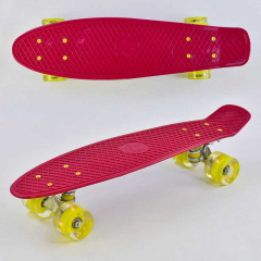 Скейт Пенни борд Best Board со светящимися PU колёсами Red-Yellow (74190) Виноградів