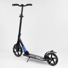 Самокат алюминиевый Best Scooter с PU колесами, и 1 передним амортизатором Black/Blue (99631) Львів