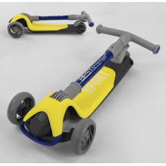 Самокат трехколесный Best Scooter складной алюминиевый руль, 3 колеса PU со светом Black/Yellow (102033) Дніпро