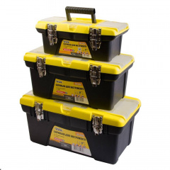 Ящики для инструментов с металлическими замками MASTERTOOL 3 шт 13"/ 16"/ 19" (79-2004) Орехов