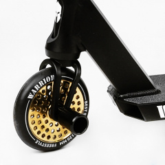 Самокат трюковый Best Scooter Warrior HIC-система пеги алюминиевый диск и дека колёса PU 100 кг Black and gold (112766) Черноморск