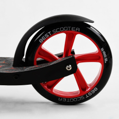 Двухколесный самокат Best Scooter колеса PU складной амортизатор 70 кг Black and red (103455) Весёлое