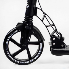 Двухколесный складной самокат фонарик 2 амортизатора дисковый тормоз Best Scooter 100 кг Black (114291) Косов
