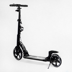 Двухколесный складной самокат фонарик 2 амортизатора дисковый тормоз Best Scooter 100 кг Black (114291) Косов