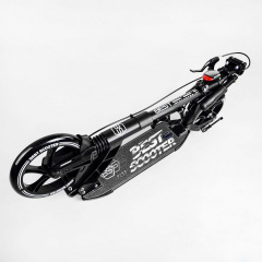 Двухколесный складной самокат фонарик 2 амортизатора дисковый тормоз Best Scooter 100 кг Black (114291) Косов