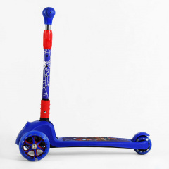 Самокат трехколесный Best Scooter Spiderman складной руль светящиеся колеса PU 60 кг Синий (105390) Южноукраинск