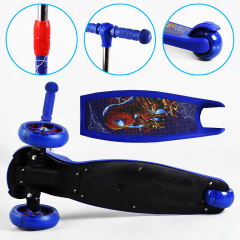 Самокат трехколесный Best Scooter Spiderman складной руль светящиеся колеса PU 60 кг Синий (105390) Южноукраинск
