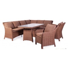 Обідній куточок Аделіна Pradex меблі диван із кріслами та столиком плетіння під ротанг темний Новомосковск