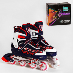 Роликовые коньки светящиеся PU колёса в коробке Best Roller 30-33 Dark blue/Red (116754) Луцк
