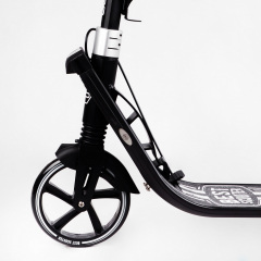 Двухколесный складной самокат фонарик 2 амортизатора Best Scooter 100 кг Black and white (114437) Ворожба