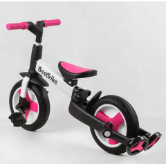 Велосипед-трансформер детский родительская ручка съемные педали Best Trike 10" Black and Pink (105226) Доманёвка