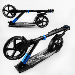 Самокат двухколесный складной амортизатор Best Scooter PU колеса 100 кг Black and blue (105586) Курінь
