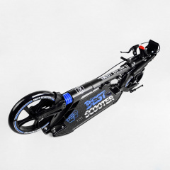 Двухколесный складной самокат фонарик 2 амортизатора дисковый тормоз Best Scooter 100 кг Black and blue (114293) Гайсин