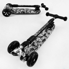 Самокат трехколесный Best Scooter MAXI складной колеса PU со светом Skulls and flowers 60 кг Разноцветный (105402) Покровск