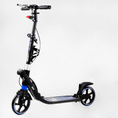 Двухколесный складной самокат фонарик 2 амортизатора Best Scooter 100 кг Black and blue (114436) Киев