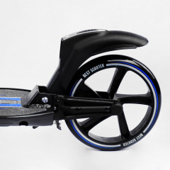 Двухколесный складной самокат фонарик 2 амортизатора Best Scooter 100 кг Black and blue (114436) Киев