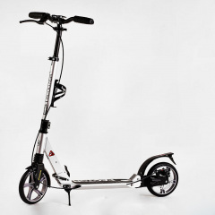 Двухколесный складной самокат алюминий дисковый тормоз амортизаторы Best Scooter Factor 100 кг Silver (118488) Червоноград