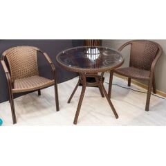 Комплект садових меблів Pradex Блюз із круглим столиком і двома плетеними кріслами на ніжках Киев