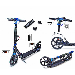 Двухколесный самокат Scale Sports SS-52, складной, ручной тормоз, Led-фонарик Dark blue (1296360217) Петрове