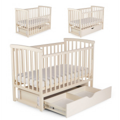 Кроватка деревянная с ящиком Наталка Мечта 120 х 60 см Vanilla (149748) Харків