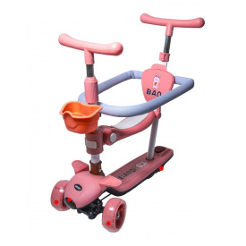 Самокат No Brand Baq 5 в 1 PU колеса Pink (148157898)