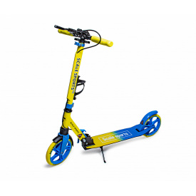 Двухколесный самокат Scale Sports SS-80, складной, ручной тормоз, Led-фонарик. Yellow and blue (966353580)