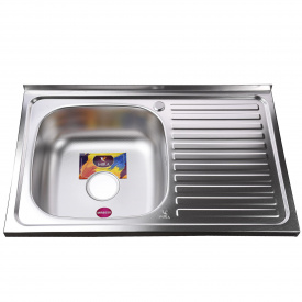 Кухонная мойка накладная MIRA 800х500 прямоугольная, нержавеющая сталь