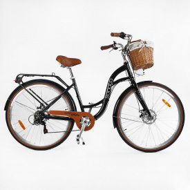 Велосипед городской 28" Corso Sonata SN-280 Shimano 7 скоростей 18" Черный (168036)