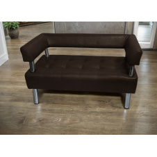 Диван офісний Tobi Sho Комфорт зі спинкою та підлокітниками 1200x530x750, шкірзам Темний шоколад 22311