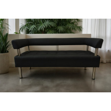 Диван офісний Tobi Sho Комфорт зі спинкою та підлокітниками 1800x530x750, шкірзам Чорний 2230