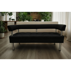 Диван офисный Tobi Sho Комфорт со спинкой и подлокотниками 1800x530x750, кожзам Черный 2230 Днепрорудное