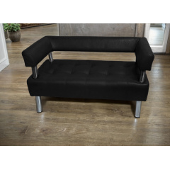Диван офісний Tobi Sho Комфорт зі спинкою та підлокітниками 1200x530x750, шкірзам Чорний 2230 Луцьк