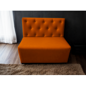 Диван для кафе Tobi Sho Бостон с высокой спинкой и пуговицами 1200x630x850, кожзам Оранжевый 2218