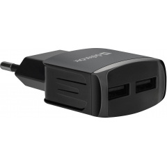 Сетевое зарядное устройство Defender EPA-13 Black, 2xUSB, 5V / 2.1A, package (83840) (6505075) Самбор