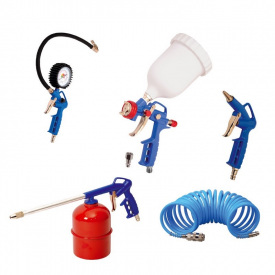 Набор пневмопистолетов для покраски MASTERTOOL ВПЛБ, подкачивание, продувка, нефтевание со шлангом (81-8738)